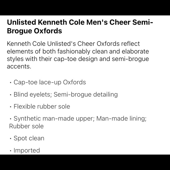 Unlisted Kenneth Cole Men’s Cheer Semi-Brogue - Picture 7 of 7